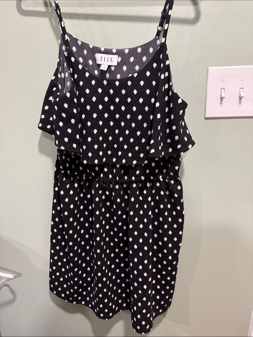 Elle Black & White Polka Dot Ruffle Mini Dress